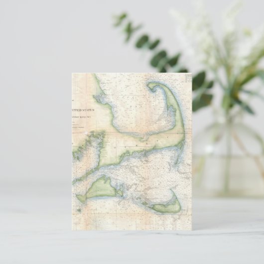 Vintage Karte von Cape Cod (1857) (Stehend Vorderseite)