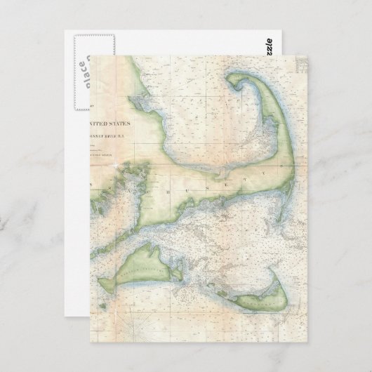 Vintage Karte von Cape Cod (1857) (Vorne/Hinten)