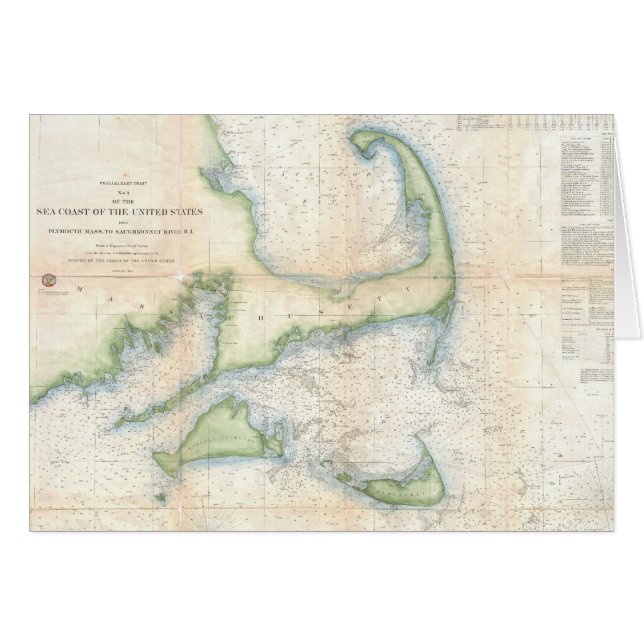 Vintage Karte von Cape Cod (1857) (Vorderseite (Horizontal))
