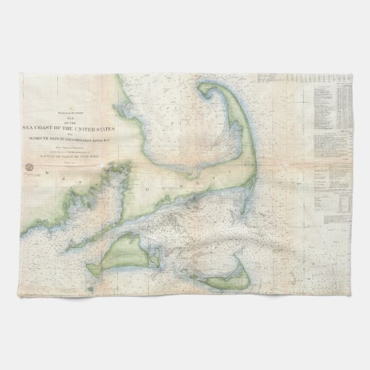 Vintage Karte von Cape Cod (1857) Handtuch (Horizontal)