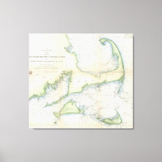 Vintage Karte von Cape Cod (1857) Leinwanddruck (Vorderseite)