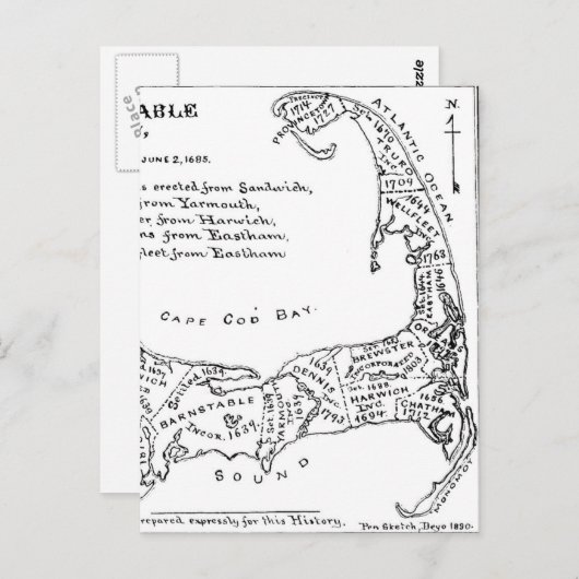 Vintage Karte von Cape Cod (1890) (Vorne/Hinten)