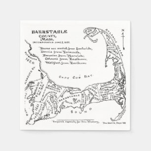 Vintage Karte von Cape Cod (1890) Serviette
