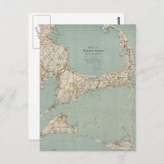 Vintage Karte von Cape Cod (1917) (Vorne/Hinten)