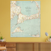Vintage Karte von Cape Cod (1917) Leinwanddruck (Insitu (Wohnzimmer))