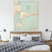 Vintage Karte von Cape Cod (1917) Leinwanddruck (Insitu (Schlafzimmer))