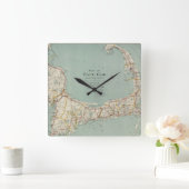 Vintage Karte von Cape Cod (1917) Quadratische Wanduhr (Zuhause)
