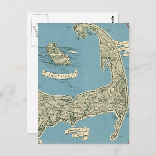 Vintage Karte von Cape Cod (1945) (Vorne/Hinten)