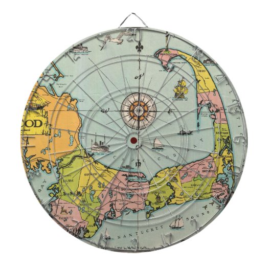 Vintage Karte von Cape Cod Dartscheibe (vorne)