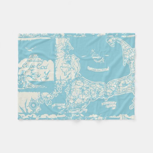 Vintage-Karte von Cape Cod Fleecedecke (Vorderseite (Horizontal))