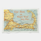 Vintage-Karte von Cape Cod Geschirrtuch (Horizontal)