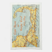Vintage-Karte von Cape Cod Geschirrtuch (Vertikal)