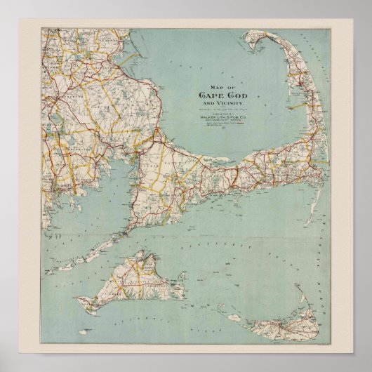 Vintage Karte von Cape Cod, Massachusetts Poster (Vorne)