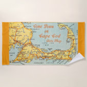 Vintage Karte von Cape Cod Orange Strandtuch (Vorderseite)