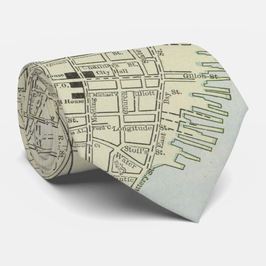 Vintage Karte von Charleston SC (1901) Krawatte (Gerollt)