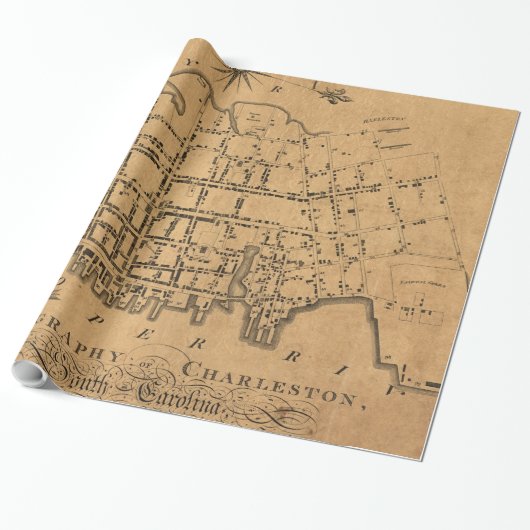 Vintage Karte von Charleston South Carolina (1790) Geschenkpapier (Ungerollt)