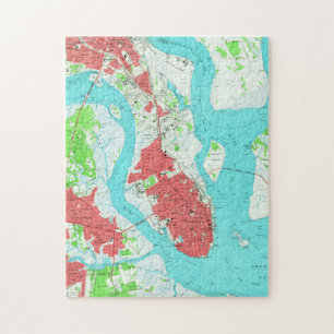Vintage Karte von Charleston South Carolina (1958) Puzzle