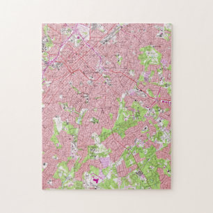 Vintage Karte von Charlotte Nord-Carolina (1967) Puzzle