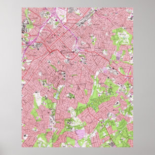 Vintage Karte von Charlotte North Carolina (1967) Poster