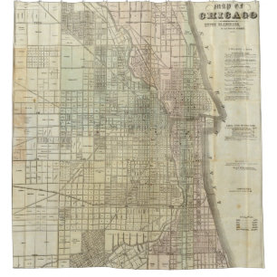 Vintage Karte von Chicago (1857) Duschvorhang