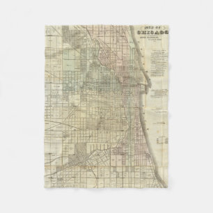 Vintage Karte von Chicago (1857) Fleecedecke