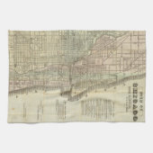 Vintage Karte von Chicago (1857) Handtuch (Horizontal)