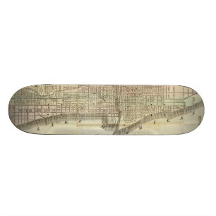 Vintage Karte von Chicago (1857) Skateboard