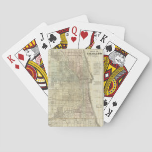 Vintage Karte von Chicago (1857) Spielkarten