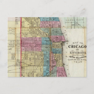 Vintage Karte von Chicago (1869)