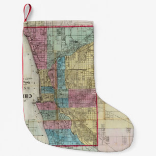 Vintage Karte von Chicago (1869) Kleiner Weihnachtsstrumpf