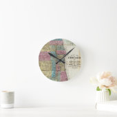 Vintage Karte von Chicago (1869) Runde Wanduhr (Zuhause)