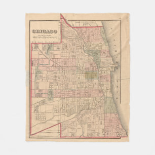 Vintage Karte von Chicago Illinois (1876) Fleecedecke