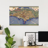 Vintage Karte von Chicago Poster (Heimbüro)