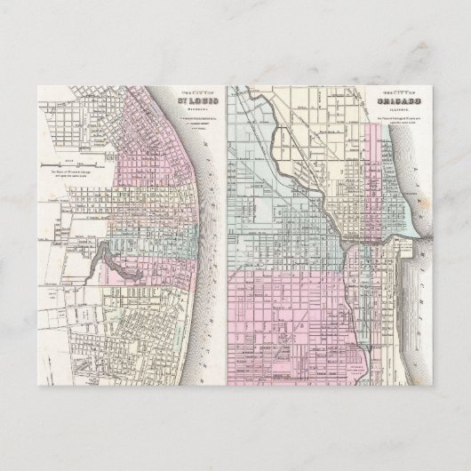 Vintage Karte von Chicago und St. Louis (1855) (Vorderseite)