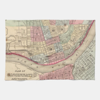 Vintage Karte von Cincinnati (1780) Geschirrtuch