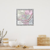 Vintage Karte von Cincinnati, 1864 Poster (Küche)