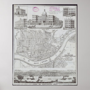 Vintage Karte von Cincinnati Ohio Poster