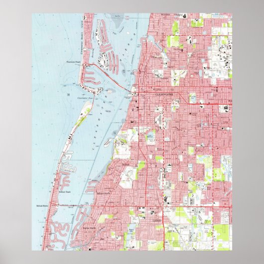 Vintage Karte von Clearwater Florida (1974) Poster (Vorne)