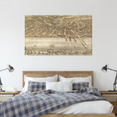 Vintage Karte von Cleveland (1877) Leinwanddruck (Insitu (Schlafzimmer))