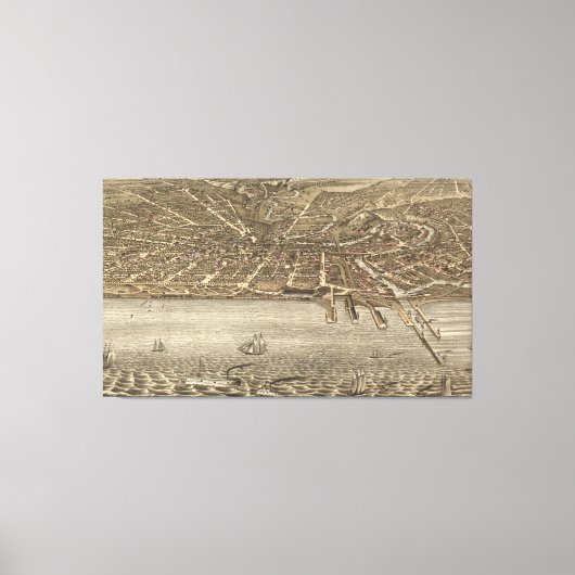 Vintage Karte von Cleveland (1877) Leinwanddruck (Vorderseite)