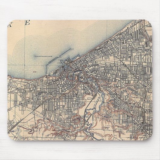 Vintage Karte von Cleveland (1904) Mousepad (Vorne)