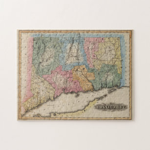 Vintage Karte von Connecticut (1823) Puzzle
