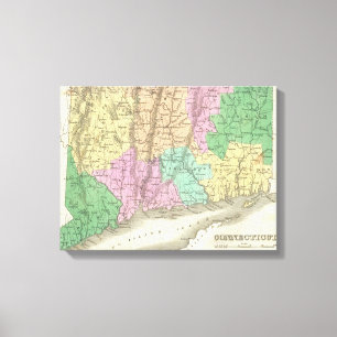 Vintage Karte von Connecticut (1827) Leinwanddruck