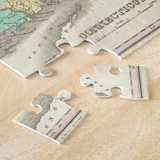 Vintage Karte von Connecticut (1827) Puzzle (Seite)