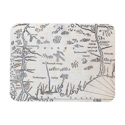 Vintage Karte von Connecticut Magnet (Horizontal)