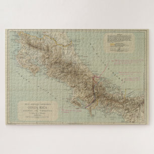 Vintage Karte von Costa Rica (1896) Puzzle