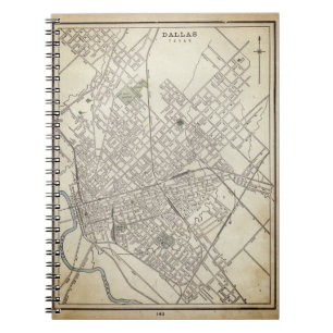 Vintage Karte von Dallas, TX (1890) Notizblock