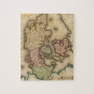 Vintage Karte von Dänemark (1831) Puzzle