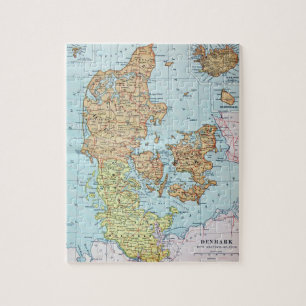 Vintage Karte von Dänemark (1905) Puzzle