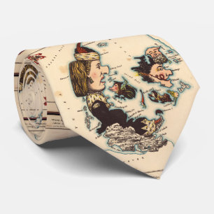 Vintage Karte von Dänemark mit Illustrationen Krawatte